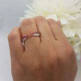0.70 Carat (ctw) 18K Yellow Gold Princess Ruby & Round Diamond Ladies Stackable Wedding Band 3/4 CT