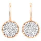 0.65 Carat (ctw) 18K Rose Gold Round White Diamond Ladies Cluster Style Dangling Drop Earrings