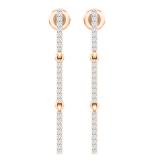 0.25 Carat (ctw) 10K Rose Gold Round White Diamond Ladies Linear Bar Drop Earring 1/4 CT