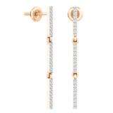 0.25 Carat (ctw) 18K Rose Gold Round White Diamond Ladies Linear Bar Drop Earring 1/4 CT