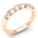 0.25 Carat (ctw) 14K Rose Gold Round & Baguette Cut Diamond Ladies Anniversary Wedding Band 1/4 CT