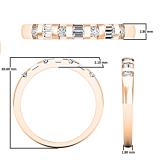 0.25 Carat (ctw) 14K Rose Gold Round & Baguette Cut Diamond Ladies Anniversary Wedding Band 1/4 CT