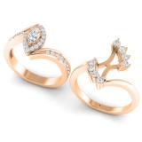 1.00 Carat (ctw) 10K Rose Gold Marquise & Round Cut Diamond Bridal Engagement Ring Set 1 CT