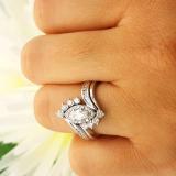 1.00 Carat (ctw) 10K White Gold Marquise & Round Cut Diamond Bridal Engagement Ring Set 1 CT