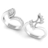 1.00 Carat (ctw) 10K White Gold Marquise & Round Cut Diamond Bridal Engagement Ring Set 1 CT