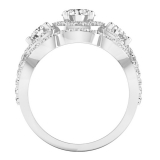 2.00 Carat (ctw) 14K White Gold Round White Diamond 3 Stone Bridal Halo Engagement Ring Set 2 CT