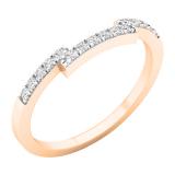 0.15 Carat (ctw) 10K Rose Gold Round Diamond Ladies Stackable Wedding Contour Band Guard Ring