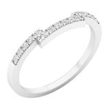0.15 Carat (ctw) 10K White Gold Round Diamond Ladies Stackable Wedding Contour Band Guard Ring