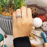 0.15 Carat (ctw) Sterling Silver Round Blue & White Diamond Ladies Vintage Stackable Wedding Band