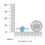 1.50 Carat (ctw) Sterling Silver Oval Cut Blue Topaz & Round Diamond Ladies Engagement Ring 1 1/2 CT