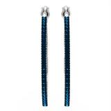 0.30 Carat (ctw) 14K White Gold Round Cut Blue Diamond Ladies Hoop Earrings 1/3 CT