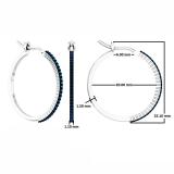 0.30 Carat (ctw) 14K White Gold Round Cut Blue Diamond Ladies Hoop Earrings 1/3 CT