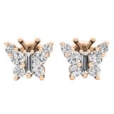 0.48 Carat (ctw) 10K Rose Gold Round & Baguette Cut Diamond Ladies Butterfly Stud Earrings 1/2 CT