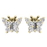 0.48 Carat (ctw) 10K Yellow Gold Round & Baguette Cut Diamond Ladies Butterfly Stud Earrings 1/2 CT