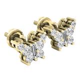 0.48 Carat (ctw) 10K Yellow Gold Round & Baguette Cut Diamond Ladies Butterfly Stud Earrings 1/2 CT