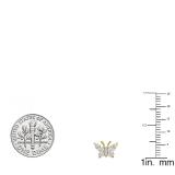 0.48 Carat (ctw) 10K Yellow Gold Round & Baguette Cut Diamond Ladies Butterfly Stud Earrings 1/2 CT