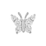 0.24 Carat (ctw) 14K White Gold Round & Baguette Cut Diamond Ladies Butterfly Stud Earring - 1 PC