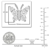0.24 Carat (ctw) 14K White Gold Round & Baguette Cut Diamond Ladies Butterfly Stud Earring - 1 PC