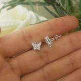 0.48 Carat (ctw) 18K White Gold Round & Baguette Cut Diamond Ladies Butterfly Stud Earrings 1/2 CT