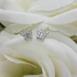 0.48 Carat (ctw) 18K White Gold Round & Baguette Cut Diamond Ladies Butterfly Stud Earrings 1/2 CT