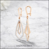 0.30 Carat (ctw) 10K Rose Gold Round White Diamond Ladies Kite Shape Dangling Drop Earrings 1/3 CT