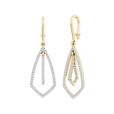0.30 Carat (ctw) 10K Yellow Gold Round White Diamond Ladies Kite Shape Dangling Drop Earrings 1/3 CT