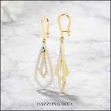 0.30 Carat (ctw) 10K Yellow Gold Round White Diamond Ladies Kite Shape Dangling Drop Earrings 1/3 CT