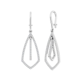 0.30 Carat (ctw) 18K White Gold Round White Diamond Ladies Kite Shape Dangling Drop Earrings 1/3 CT