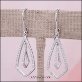 0.30 Carat (ctw) 18K White Gold Round White Diamond Ladies Kite Shape Dangling Drop Earrings 1/3 CT