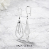 0.30 Carat (ctw) 18K White Gold Round White Diamond Ladies Kite Shape Dangling Drop Earrings 1/3 CT