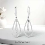 0.30 Carat (ctw) 18K White Gold Round White Diamond Ladies Kite Shape Dangling Drop Earrings 1/3 CT