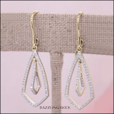 0.30 Carat (ctw) 18K Yellow Gold Round White Diamond Ladies Kite Shape Dangling Drop Earrings 1/3 CT
