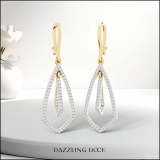 0.30 Carat (ctw) 18K Yellow Gold Round White Diamond Ladies Kite Shape Dangling Drop Earrings 1/3 CT