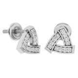 0.15 Carat (ctw) 14K White Gold Round Diamond Ladies Triangle Shaped Stud Earrings
