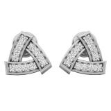 0.15 Carat (ctw) 14K White Gold Round Diamond Ladies Triangle Shaped Stud Earrings