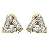 0.15 Carat (ctw) 14K Yellow Gold Round Diamond Ladies Triangle Shaped Stud Earrings