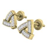 0.15 Carat (ctw) 18K Yellow Gold Round Diamond Ladies Triangle Shaped Stud Earrings