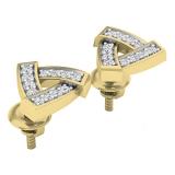 0.15 Carat (ctw) 18K Yellow Gold Round Diamond Ladies Triangle Shaped Stud Earrings