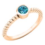 0.25 Carat (ctw) 10K Rose Gold Round Cut Blue Diamond Bridal solitaire Engagement Ring 1/4 CT