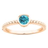 0.25 Carat (ctw) 10K Rose Gold Round Cut Blue Diamond Bridal solitaire Engagement Ring 1/4 CT