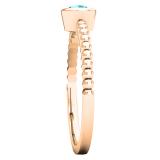 0.25 Carat (ctw) 10K Rose Gold Round Cut Blue Diamond Bridal solitaire Engagement Ring 1/4 CT