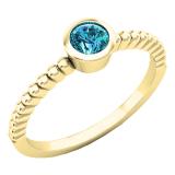 0.25 Carat (ctw) 10K Yellow Gold Round Cut Blue Diamond Bridal solitaire Engagement Ring 1/4 CT