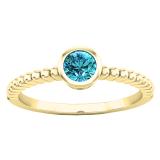 0.25 Carat (ctw) 10K Yellow Gold Round Cut Blue Diamond Bridal solitaire Engagement Ring 1/4 CT