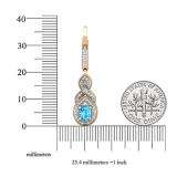 10K Rose Gold 6X4 MM Each Oval Cut Blue Topaz & Round Diamond Ladies Infinity Dangling Earrings