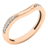 0.10 Carat (ctw) 10K Rose Gold Round Diamond Ladies Anniversary Wedding Band Guard Ring 1/10 CT