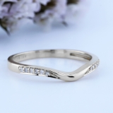 0.10 Carat (ctw) 10K White Gold Round Diamond Ladies Anniversary Wedding Band Guard Ring 1/10 CT