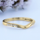 0.10 Carat (ctw) 10K Yellow Gold Round Diamond Ladies Anniversary Wedding Band Guard Ring 1/10 CT