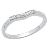 0.05 Carat (ctw) 10K White Gold Round White Diamond Ladies Wedding Anniversary Band Ring