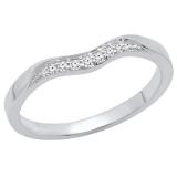 0.05 Carat (ctw) 10K White Gold Round White Diamond Ladies Anniversary Wedding Band Guard Ring