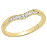 0.05 Carat (ctw) 10K Yellow Gold Round White Diamond Ladies Anniversary Wedding Band Guard Ring